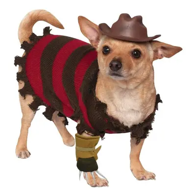 Official Rubie's A Nightmare on Elm Street, Freddy Krueger Halloween Pet Dog Costume, Size Mediu