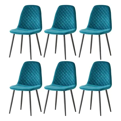 (Darkteal, 6) 2/4 x Dining Chairs Velvet Chair metal Legs office