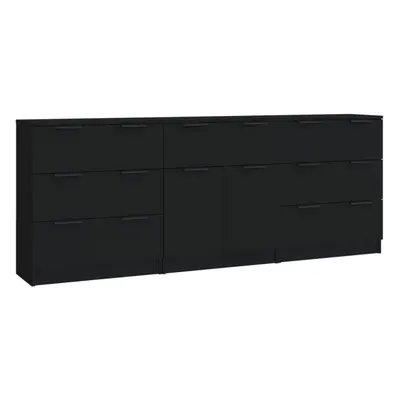 vidaXL Sideboards Piece Black Engineered Wood Storage Cabinet Home Organiser