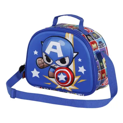 Captain America Punch-3D Lunch Bag, Blue, 25.5 x cm