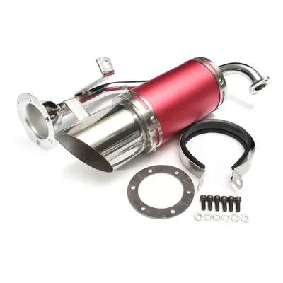 (Red) 50mm/2in Motorcycle Exhaust System Stainless Steel Short Carbon Fiber For GY6 150cc Stroke