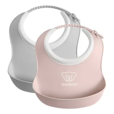 Small Baby Bib, 2-pack, Grey/Powder pink