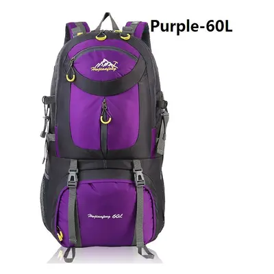 (Purple-60L, L) 50/60L Outdoor Camping Backpack Travel Hiking Pack