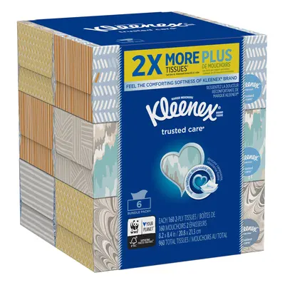 Kleenex Trusted Care Everyday Facial Tissues Flat Box Count Pack of