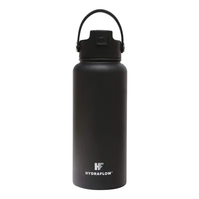 Hydraflow Hybrid - Triple Wall Vacuum Insulated Water Bottle with Flip Straw (34oz Powder Black)