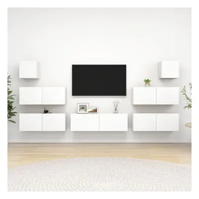 vidaXL TV Cabinet Set Piece White Engineered Wood Hanging TV Hifi Cabinet