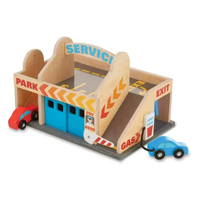 Melissa & Doug Service Station Parking Garage | Wooden Vehicle | Pretend Play | 3+ | Gift for Bo