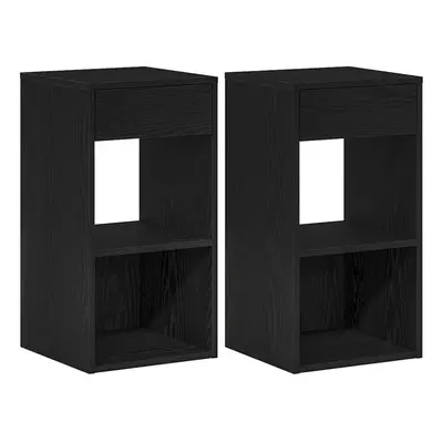 (black, pcs) vidaXL Bedside Cabinet with Drawer Old Wood 35x34x66.5 cm bedside table