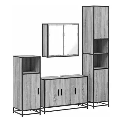 (grey sonoma) vidaXL 4ÃÂ Piece Bathroom Furniture SetÃÂ Brown Oak Engineered Wood