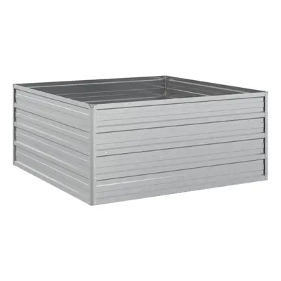 vidaXL Garden Raised Bed 100x100x45 cm Galvanized Steel Silver Flower Box Pot