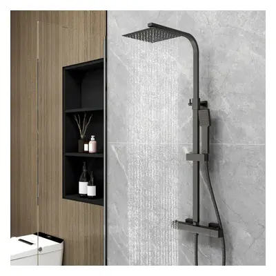 Shower Square Thermostatic Mixer Exposed Valve Head Matte Black