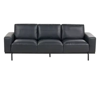 3 Seater Sofa Faux Leather Black SOVIK