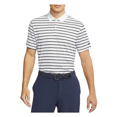 Nike Mens Dri-fit Victory Stripe Polo (White/Black Small)