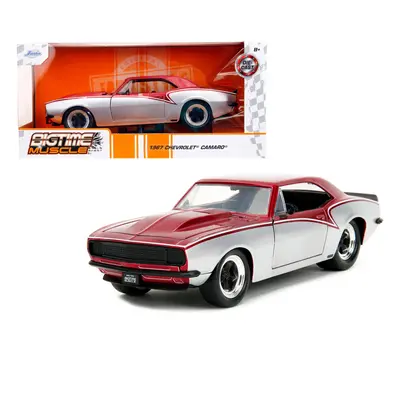 1967 Chevrolet Camaro Candy Red and Silver Metallic Bigtime Muscle Series Diecast Model Car by J