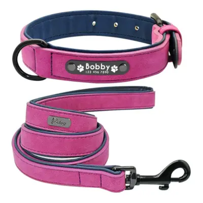 (Purple-Collar With Leash, Xl) Vibrant Colours Personalized Dog Collars And Leashes