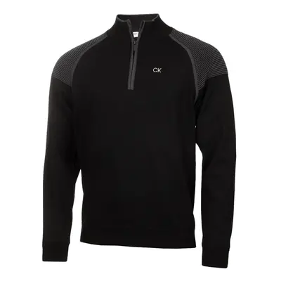 (2XL, Black) Calvin Klein Mens Pico 1/4 Zip Lined Windproof Stretch Golf Sweater