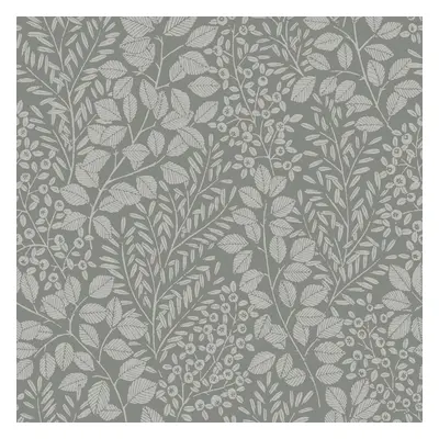 (Charcoal) Elin Botanical Vinyl Wallpaper Fine Decor