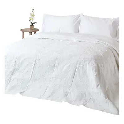 (White, x cm) Cotton Rich Floral MetelassÃ© Pattern Bedspread