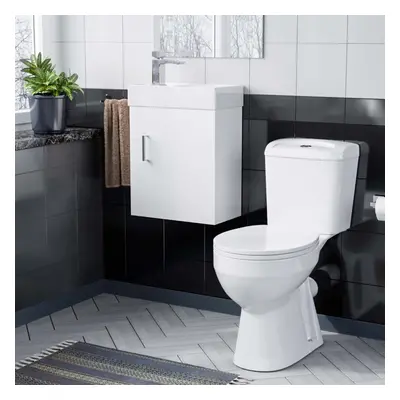 Nanuya 400mm White Wall Hung Vanity Cabinet with Toilet Pan