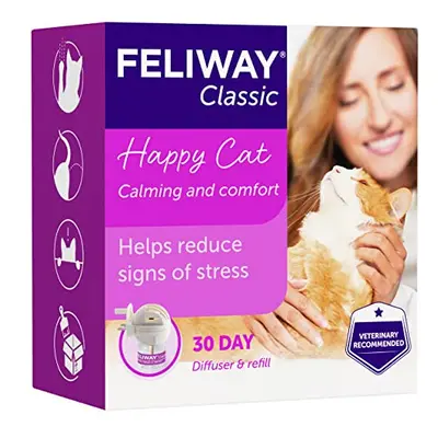 FELIWAY Classic day starter kit. Diffuser and Refill. Comforts cats and helps solve helps solve 