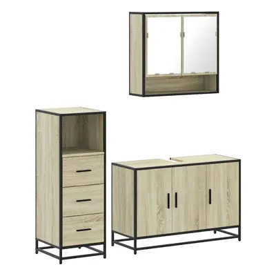 (sonoma oak) vidaXL Piece Bathroom Furniture Set Smoked Oak Engineered Wood