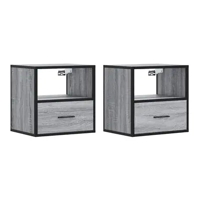 (grey sonoma, pcs) vidaXL Wall-mounted Bedside Cabinet Smoked Oak 40x31x39.5 cm cabinet