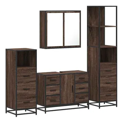 (brown oak) vidaXL 4ÃÂ Piece Bathroom Furniture SetÃÂ Black Engineered Wood bathroom cabinet