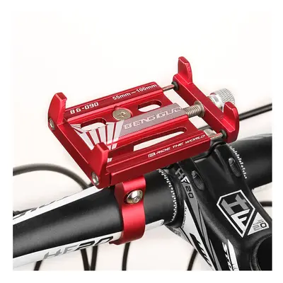 (Red) Adjustable Bicycle Phone Holder Aluminum Alloy 3.5"-6.5" Shockproof Bracket