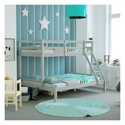 (Grey) Sydney Triple Bunk Bed Ladder Single Double Bed