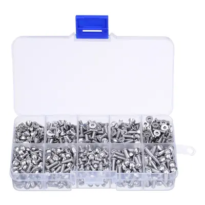 M3SH9 700Pcs M3 Stainless Steel Machine Screw Hex Socket Flat&Button Head Bolt Assortmen