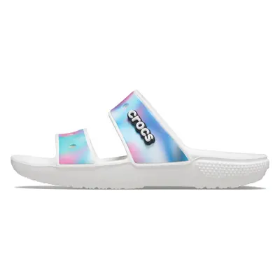 crocs Unisex-Adult classic Tie Dye Two-Strap Sandals Solar Rainbow