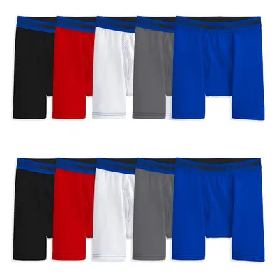 Fruit of the Loom Boxer Briefs Boys-10 Pack-Cotton Stretch-White