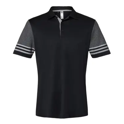 adidas - Striped Sleeve Polo - A490 - - Black/Grey Three