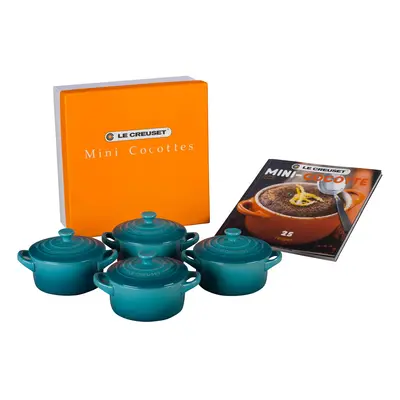 Le Creuset Stoneware Set of Mini Cocottes with Cookbook, oz. each, Caribbean