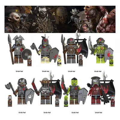 (8PCS Uruk-hai -B) 16PCS Lord of the Rings Uruk-hai Minifigures Toys Fit Lego