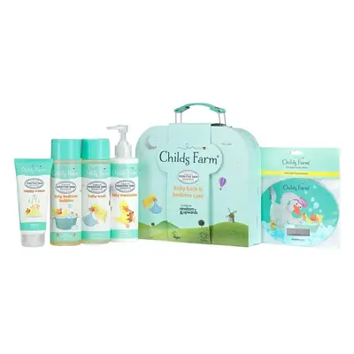 Childs Farm - Baby Bedtime Suitcase Gift Set, Baby Wash, Bubble Bath, Baby Moisturiser, Nappy Cr