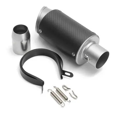 (Matte Carbon Fiber) 38-51mm Universal Muffler Exhaust Tail Pipe Curved Port Stainless Steel ATV