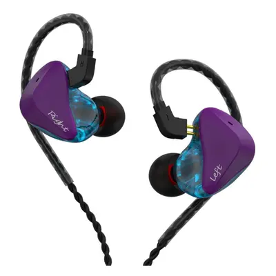 (Purple Blue, Without Mic) Dynamic Wired In-Ear Earphones Monitor Noise Cancelling Sport Music H