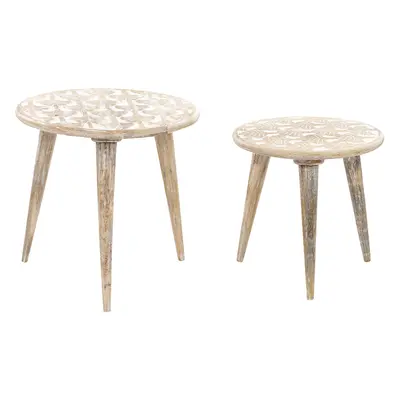 Set of Mango Wood Side Tables Light HURSI