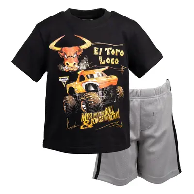 Monster Jam Trucks El Toro Loco Little Boys T-Shirt Mesh Shorts black