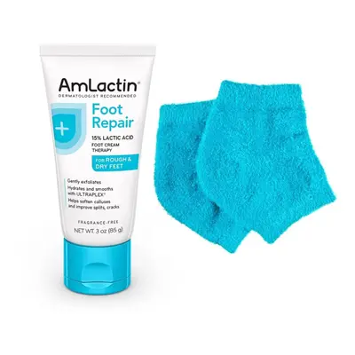 AmLactin Foot Repair Foot Cream Therapy oz + One Pair Moisturizing Heel Socks