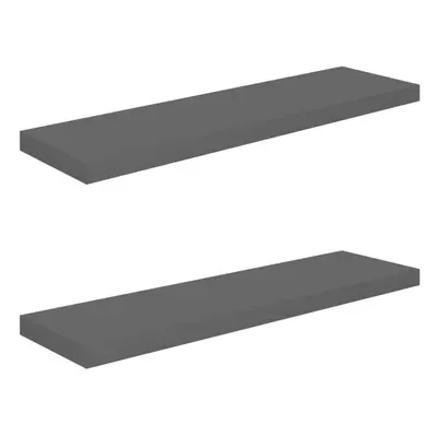 vidaXL 2x Floating Wall Shelves High Gloss Grey 90x23.5x3.8 cm MDF Display