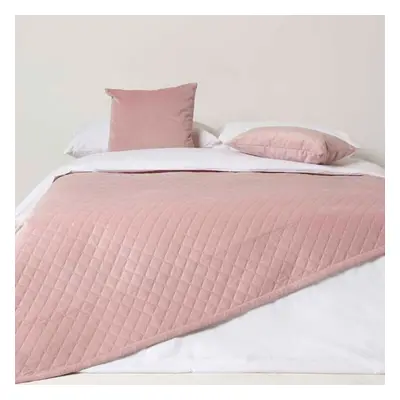 (Pink) Diamond Quilted Velvet Throw