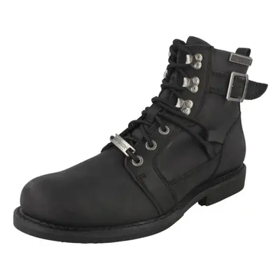 (UK 6, Black) Mens Harley Davidson Lace Up Ankle Boots Harrison D93438 - W Fit