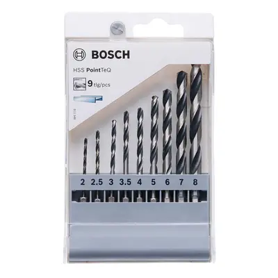 Professional 9pc PointTeQ Hex Drill Bit Set (for Metal, Ã: mm, Total Length: mm, Â¼'' Hex Shank