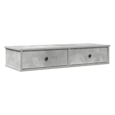 (concrete grey, x x cm) vidaXL Wall Shelf with Drawers White 60x25x15 cm Engineered Wood