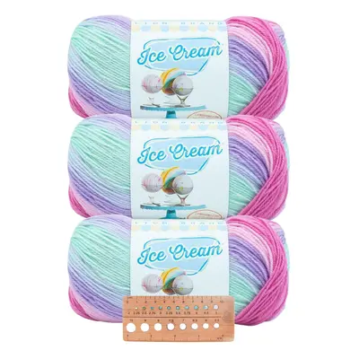 Lion Brand Yarn - Ice Cream - Pack with Needle Gauge (Ube)