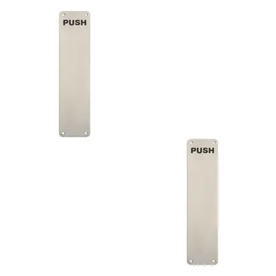 2x Push Engraved Door Finger Plate x 75mm Satin Stainless Steel Push Plate