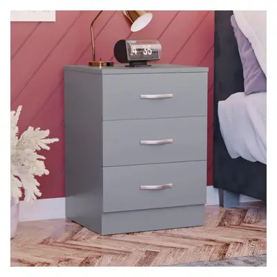 (Grey) Large Grey Bedside Cabinet Chest of Drawers, Drawer With Metal Handles and Runners, Uniqu