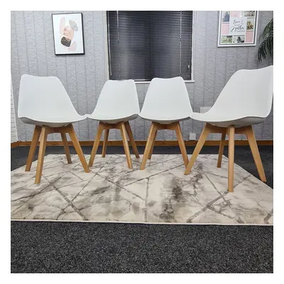 (4 White Chairs) Set of white or black or grey or colourful Wooden Dining tulip Chairs